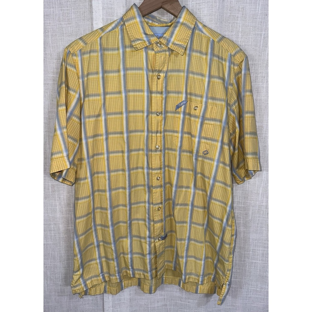 Y2K ECKO UNLTD Men's M Classic Material Yellow Plaid Short Sleeved‎ Shirt Button
